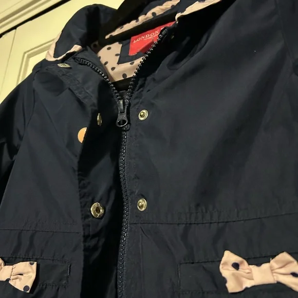 London Fog Kids Rain Jacket with Pink Polka Dot Accents - Picture 4 of 6